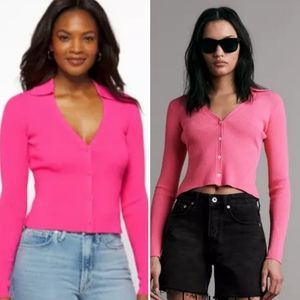 Rag & Bone Asher Cropped Cardi Slim Fit Sweater pink, new size xl barbie…
